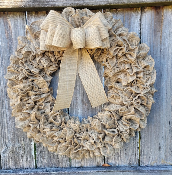 Front Door Wreath, Burlap Wreath, Front Door Sign, Farmhouse Wreath, Home Decor, Wreath with Bow, Door Hanger, Year Round Wreath