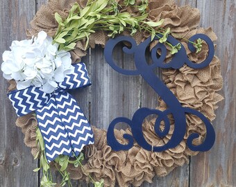 Burlap Wreath with Initial