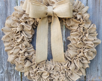 Front Door Wreath, Burlap Wreath, Front Door Sign, Farmhouse Wreath, Home Decor, Wreath with Bow, Door Hanger, Year Round Wreath