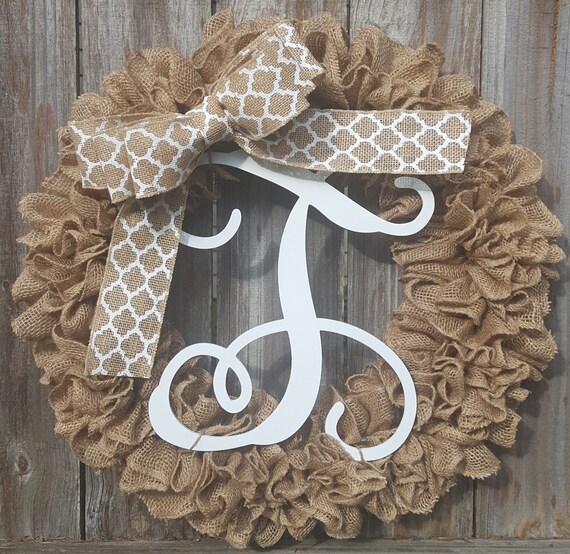 Monogram Wreath Front Door Wreath Burlap Wreath Monogram Burlap Wreath Wreath For Front Door Initial Wreath Letter Wreath Door Wreath