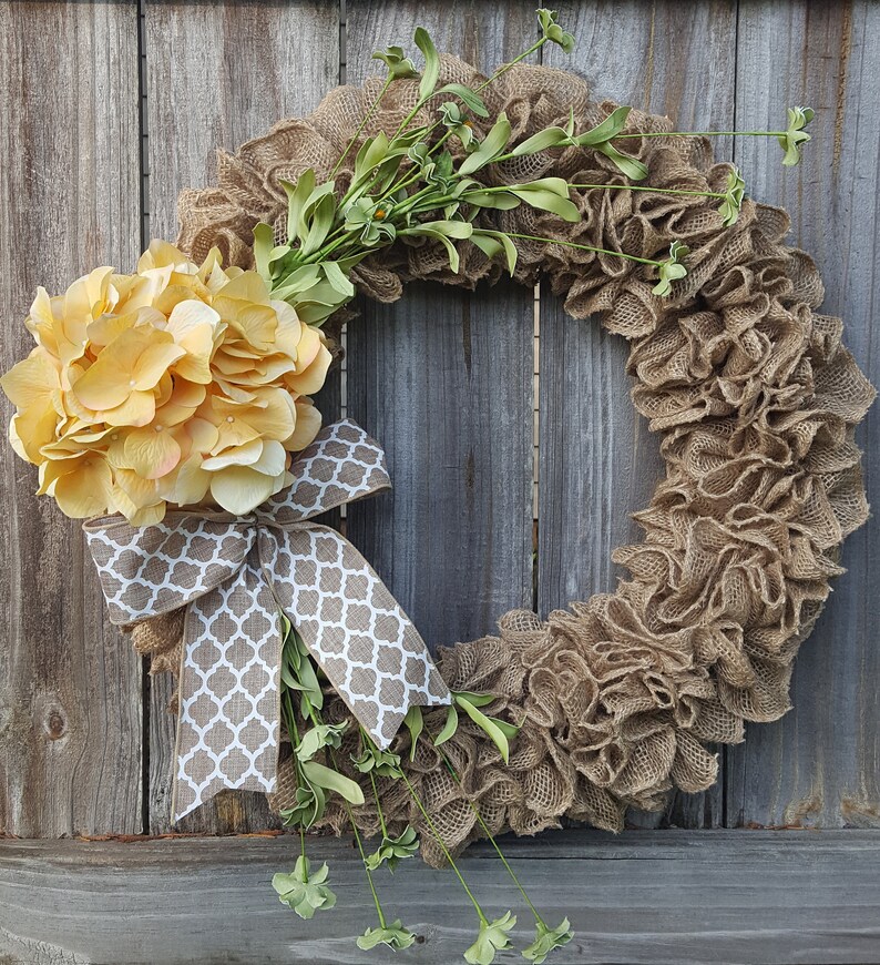 Yellow Burlap Wreath Wreath for Front Door Door Wreath Wreath for Front Door Year Round Summer Door Wreath Front Door Wreath Burlap