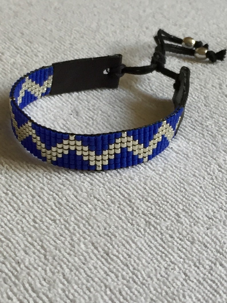 Blue silver miyuki delica bracelet image 1