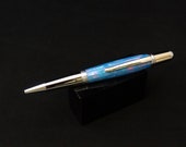 Handmade twist ink pen in beautiful Monet Light Blue Abalone by Specialty Turned Designs
