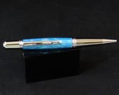 Handmade twist ink pen in beautiful Monet Light Blue Abalone by Specialty Turned Designs