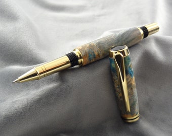 Teal and Tan Box Elder Junior Pen