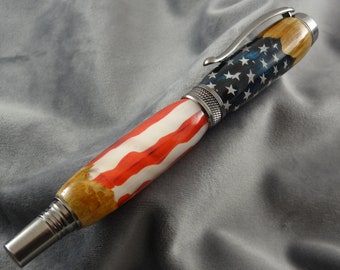 US Flag Diamond Knurl Pen
