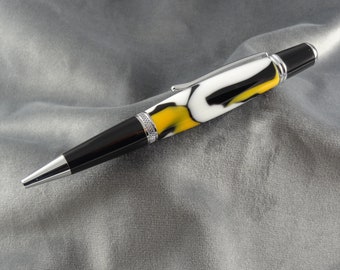 Gold White and Black Swirl Pen