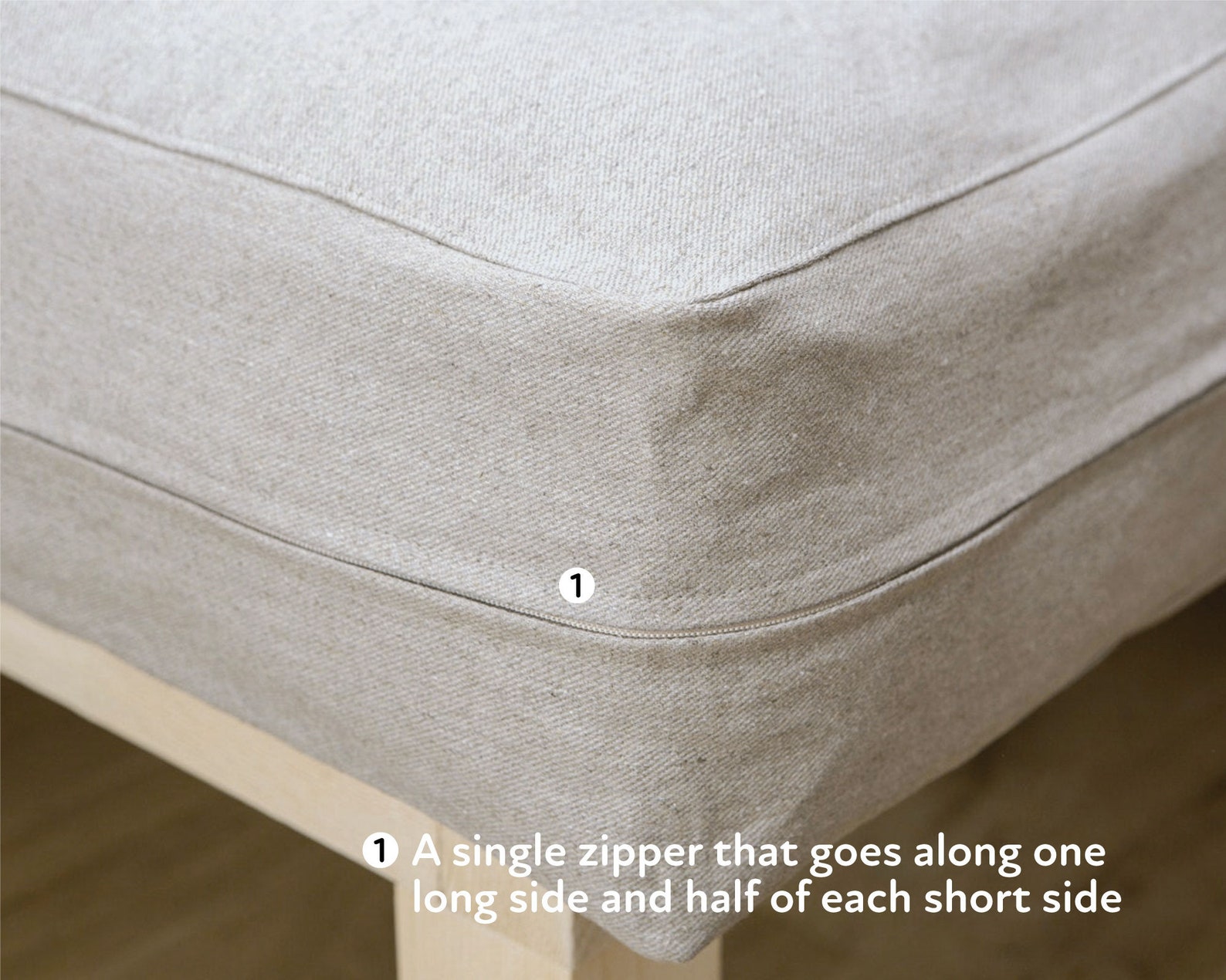 Zipoff Cover for Mattresses and Cushions / 3side Zipper / Allnatural