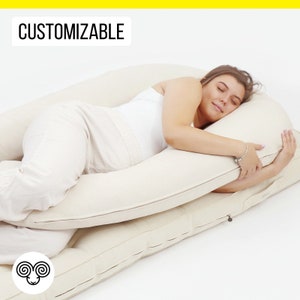 Wool Pregnancy Pillow, U-shaped / Made to order from Organic and Oeko-Tex Fabrics & Wool / CUSTOM SIZE on request
