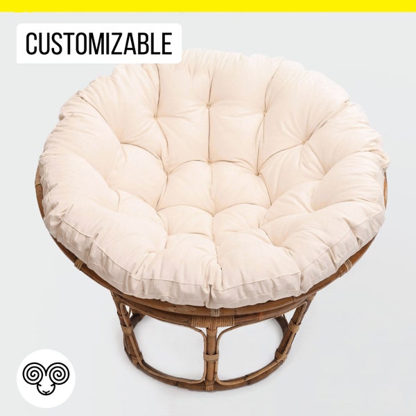 Wool Papasan Cushion with Cotton Lining / All-natural, Chemical-free, Handmade, Oeko-Tex Certified Materials / ANY CUSTOM SIZE on Request