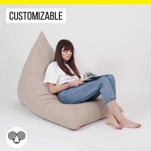 Wool Bean Bag Chair / Made to Order from Organic and Oeko-Tex Fabrics & Wool / Custom Sizes on Request