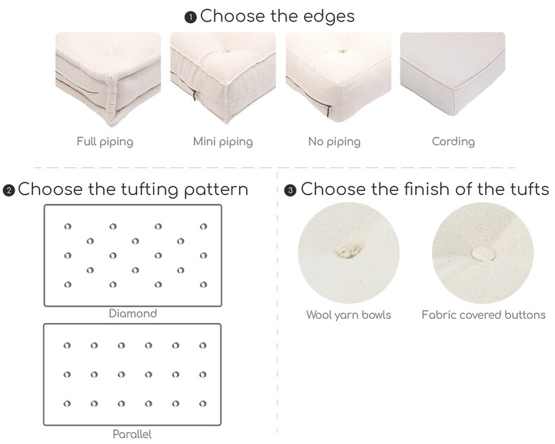 3 Tufted Wool Seat Cushion / Made to Order From Organic Etsy