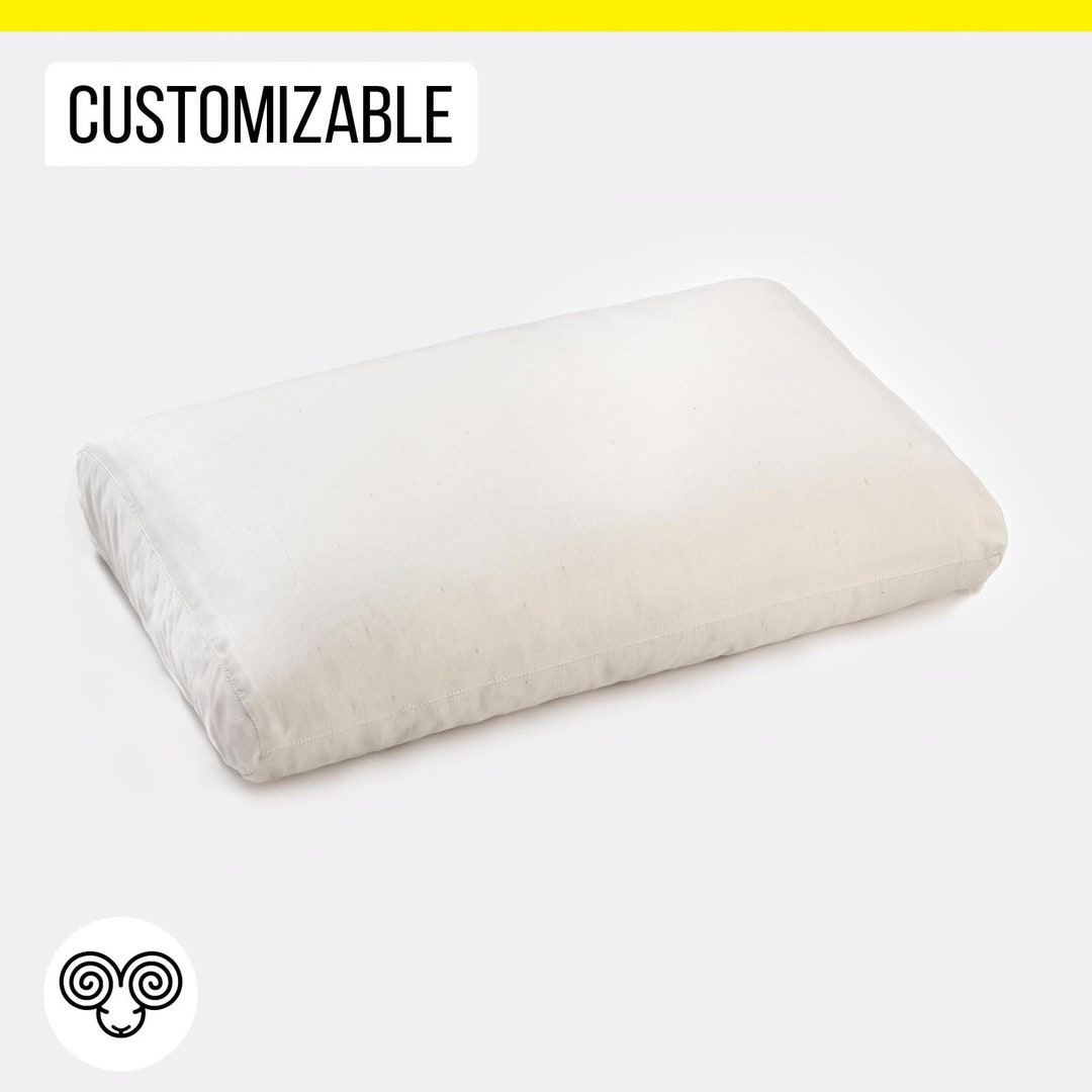 Adjustable Wool Pillow With Flat Sides, With Pillowcase / Made to Order