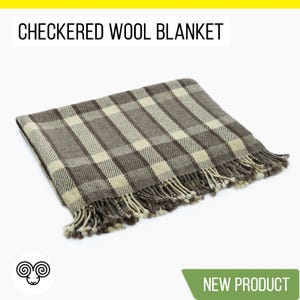 Checkered Wool Blanket / 59&quot; x 79&quot; (150 x 200 cm) / All-Natural Throw Blanket