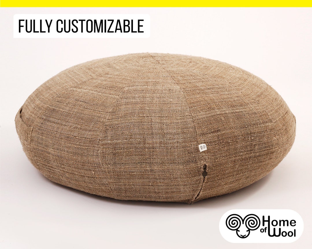 Wool Round Ottoman Cushion / Made to Order From Organic and - Etsy