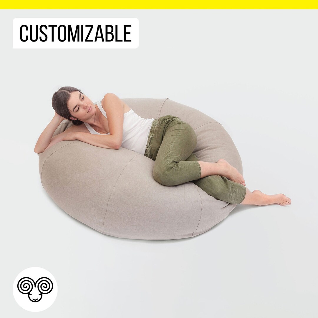 Large Wool Bean Bag Chair / Washable Cover, Allnatural, Chemicalfree