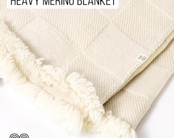 Heavy Merino Wool Blanket / 77&quot; x 83&quot; (195 x 210 cm) / All-Natural Throw Blanket