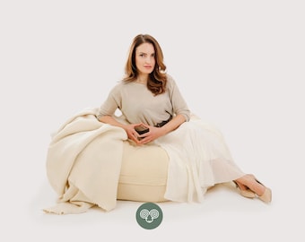 Large Wool Bean Bag Chair / Washable Cover, All-natural, Chemical-free, Oeko-Tex Certified Wool Filling / ANY SIZE on Request