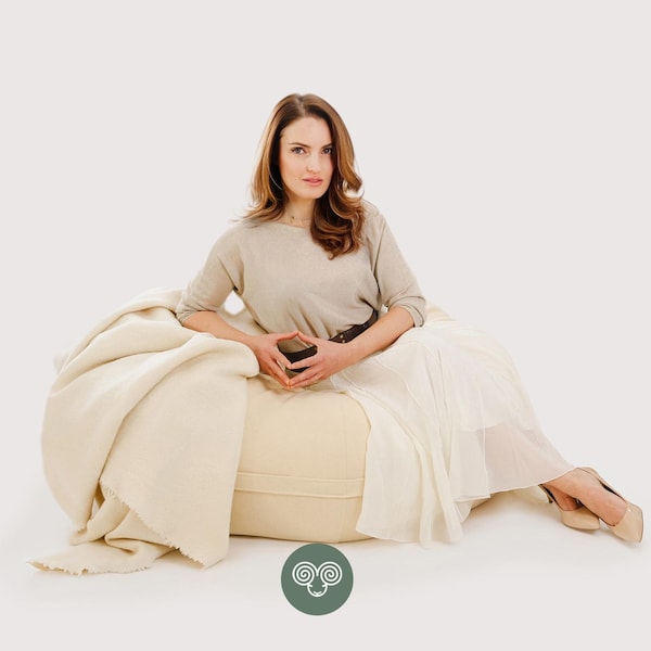 Large Wool Bean Bag Chair – Custom Natural Floor Chair with Washable Cover