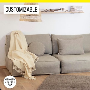 Wool Frameless Couch with Removable Cover / All-natural Materials, Oeko-Tex Certified Wool Filling / Any Size on Request