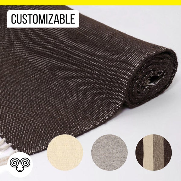 Tapis en laine tissé à plat - Crème naturelle, brun naturel, couleur gris naturel ou rayé / Plusieurs tailles disponibles