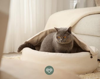 Wool Cat Cave Bed – Handmade Covered Cat Bed Custom Size
