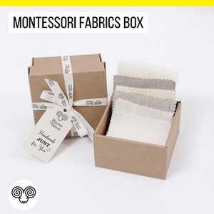 Scatola di tessuti Montessori / Sei paia di tessuti puri e naturali / Materiale educativo sensoriale per i più piccoli