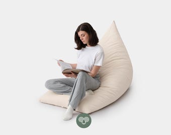 Wool Bean Bag Chair / Made to Order from Organic and Oeko-Tex Fabrics & Wool / Custom Sizes on Request