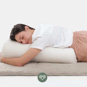 Cojín cilíndrico de yoga de lana / Funda extraíble / Hecho a medida con tejidos y lana orgánicos y con certificación Oeko-Tex / Cualquier tamaño personalizado bajo pedido