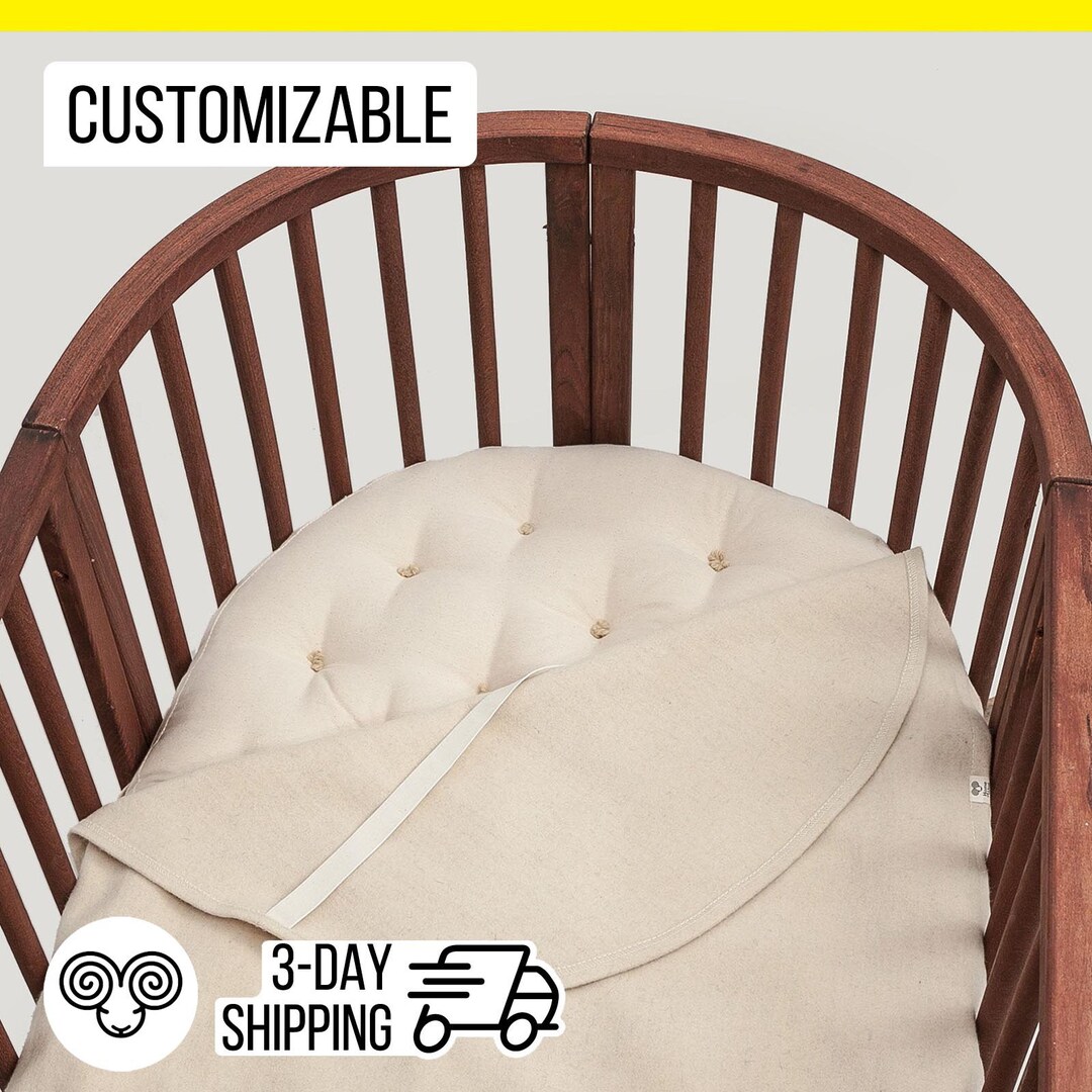 Washable Oval Virgin Wool Puddle Pad for STOKKE Cribs / Express 3day