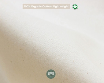 Tejido 100% algodón orgánico, ligero / Certificado GOTS / 254 cm (100") de ancho / cortado a medida