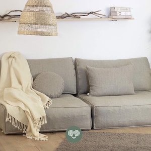 Wool Frameless Couch – Custom Natural Floor Sofa with Removable Cover image 1