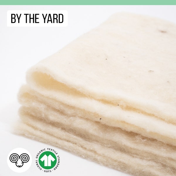 100% Organic Wool Batting / By the Yard / GOTS Certified / Perfect for DIY Decoration, Arts & crafts, Upholstery, Insulation