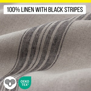 Tissu en lin rayé noir (issu de lin) / Certifié OEKO-TEX® / 59 po. (150 cm) / par yard