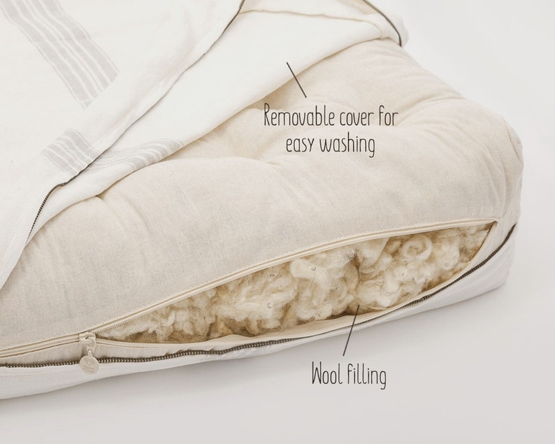 Wool Couch Cushion / Washable zipoff cover / All Natural Etsy