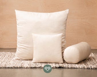 Wool Throw Pillow Insert / Filled with Wool, Unbleached Cotton Zippered Case / ANY SIZE on Request