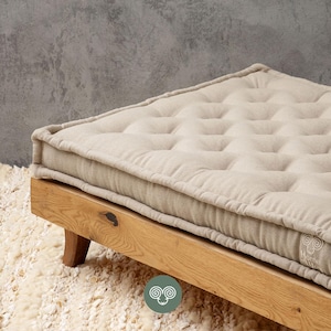 2" Tufted Wool Seat Cushion / Made to order from Organic and Oeko-Tex Fabrics & Wool / Any Size on Request