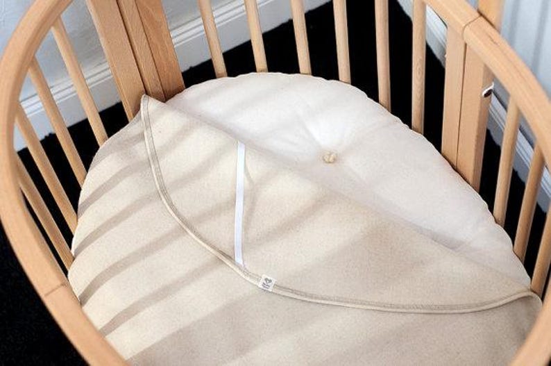 Washable Oval Virgin Wool Puddle Pad for STOKKE Cribs / Express 3-day Shipping / Moisture Barrier / Synthetic-free / CUSTOM SIZE on Request image 2