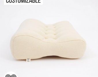 Ergonomic Wool Pillow / Made to Order from Organic and Oeko-Tex Fabrics & Wool  / Any Size on Request