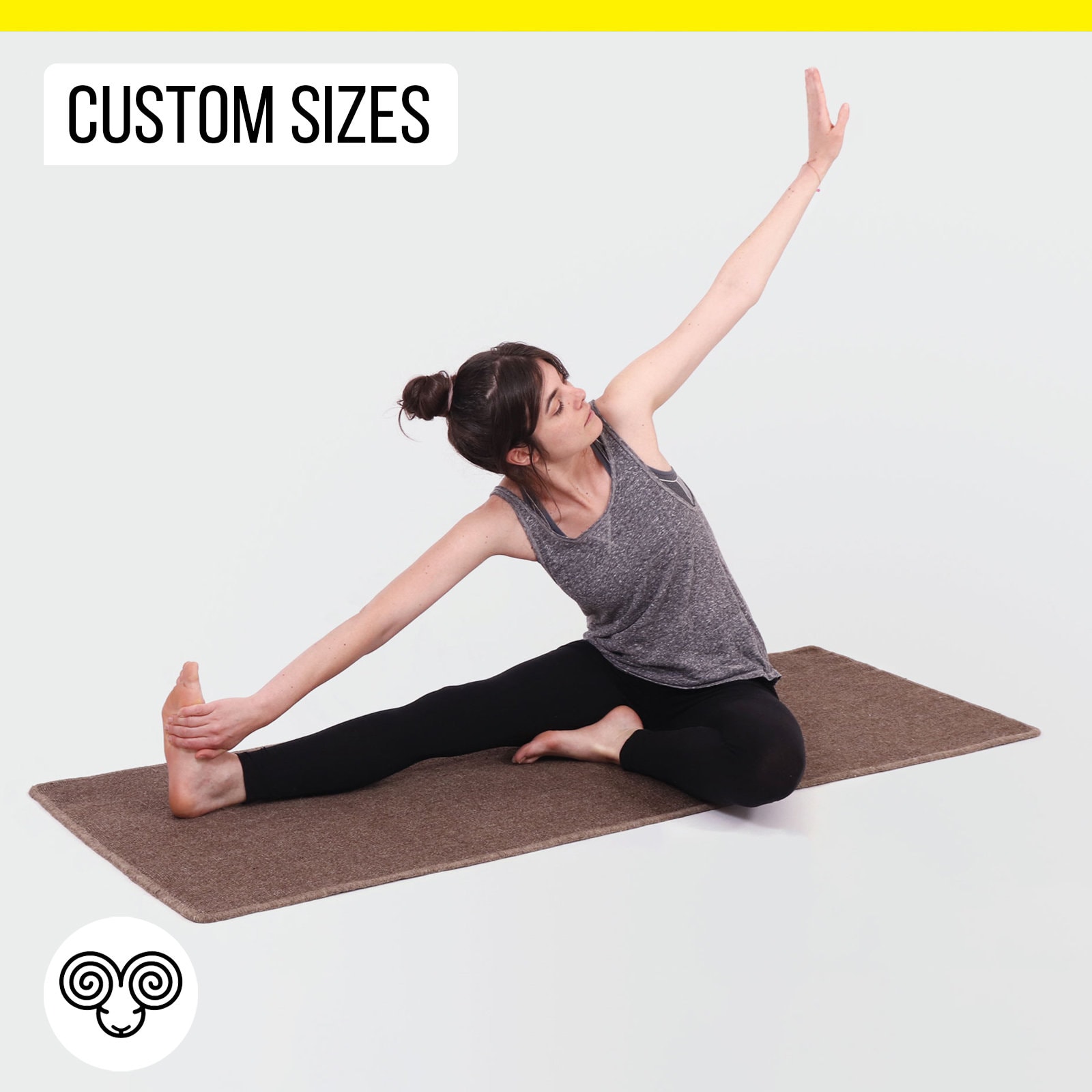 Wool yoga mat with coconut