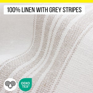 Grey Striped Linen (from Flax) Fabric / OEKO-TEX® Certified / By the Yard