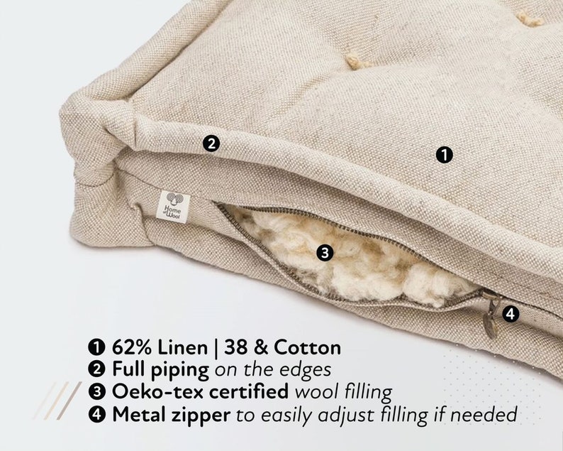 3 Tufted Wool Seat Cushion / Made to Order From Organic Etsy