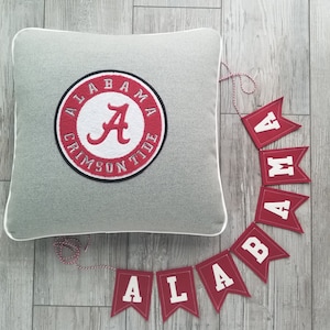 Alabama Logo Letterman Pillow, Roll Tide, University of Alabama, Crimson Tide