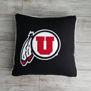 University of Utah, Black Drum & Feather Letterman Pillow, Utah Utes, Go Utes