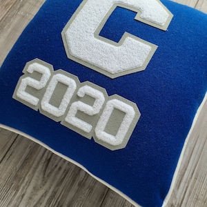 Regalo de graduación, almohada personalizada, almohada con letras de la universidad, almohada personalizada con letras de estudiante
