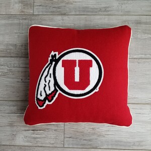 University of Utah, Red Drum & Feather Letterman Pillow, Utah Utes, Go Utes
