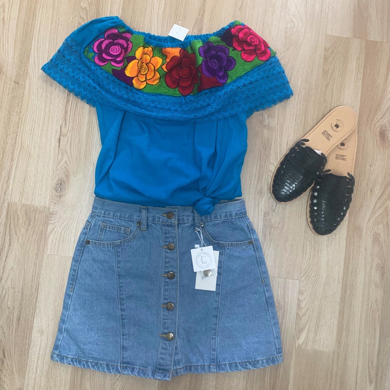Mexican Off Shoulder Top Campesina Top Mexican Embroidered Top