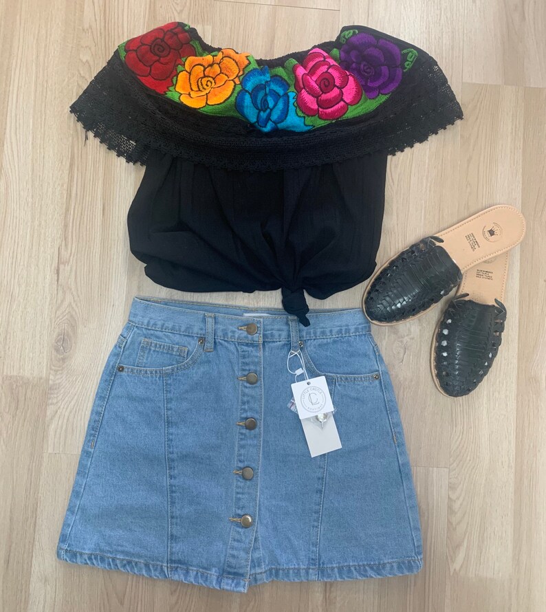 Mexican Off Shoulder Top Campesina Top Mexican Embroidered Top