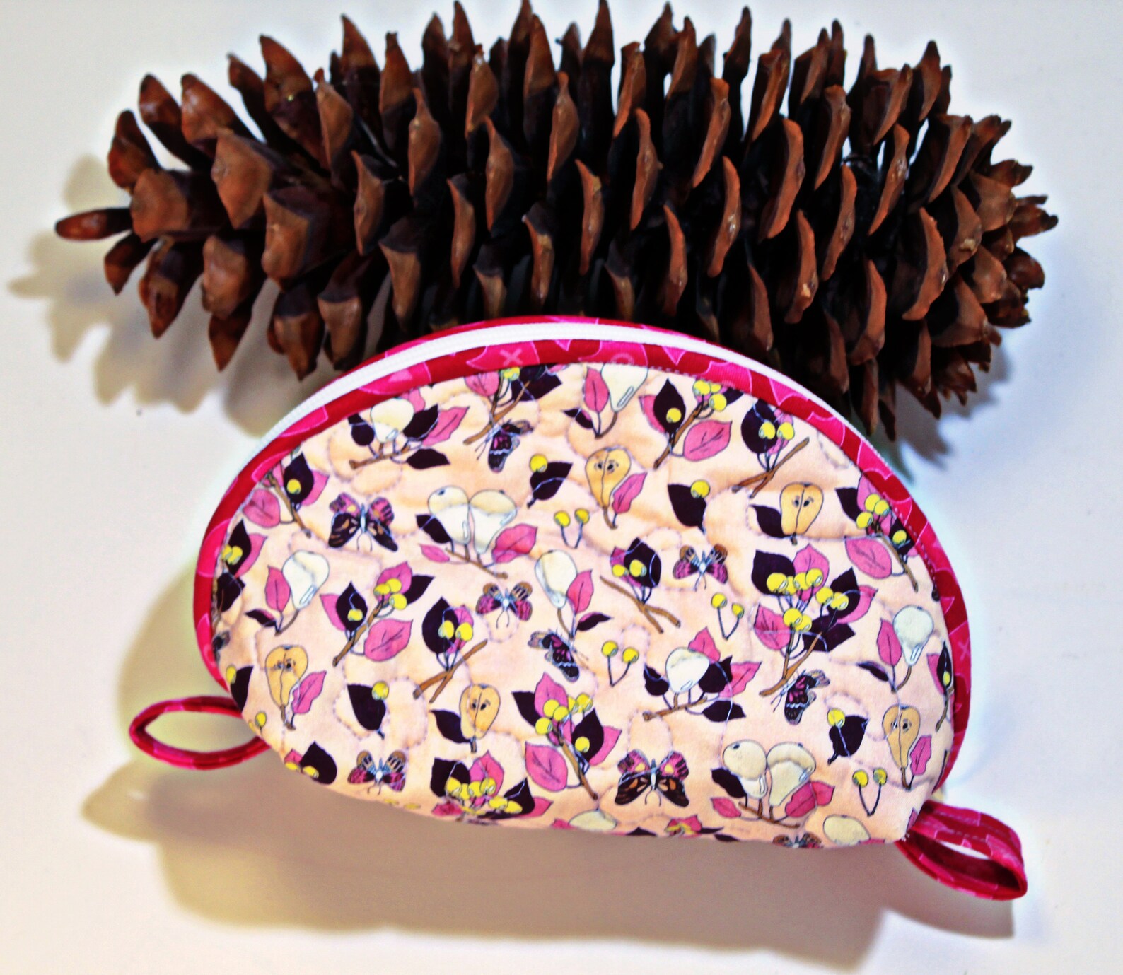 Clamshell Zipper Pouch in Pink Pears Print or Butterfly Etsy