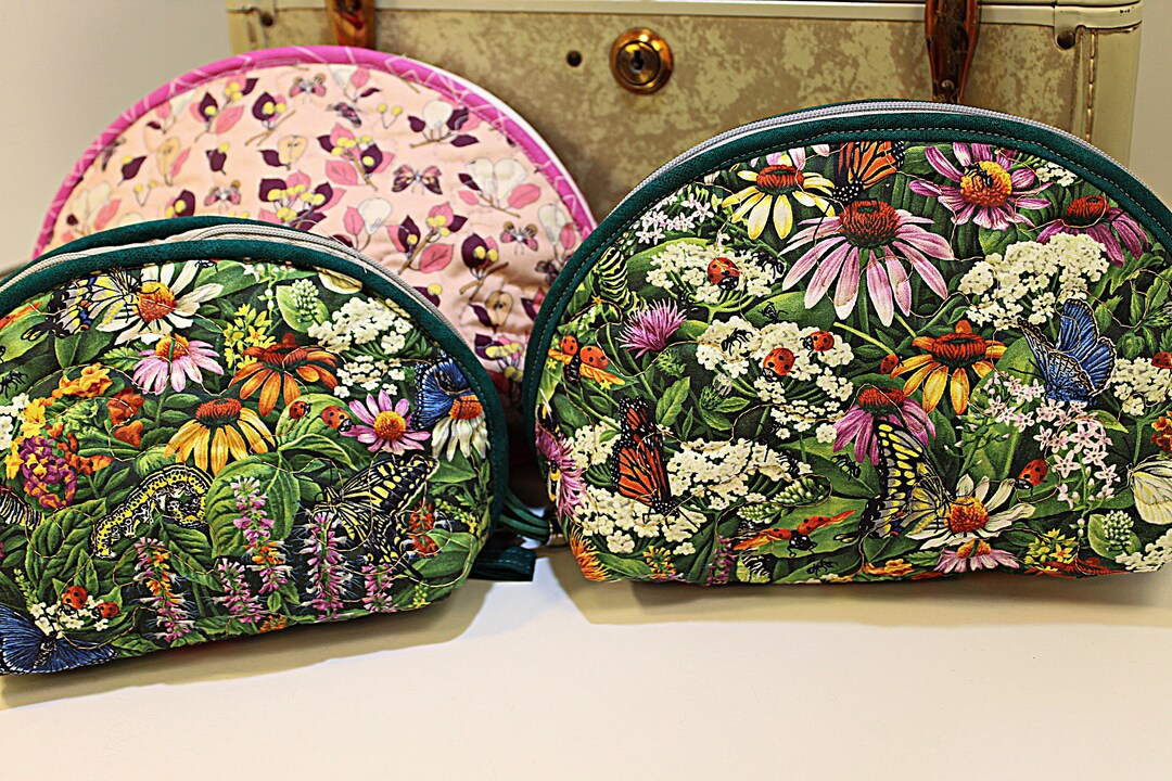 Clamshell Zipper Pouch in Pink Pears Print or Butterfly Quilted ...